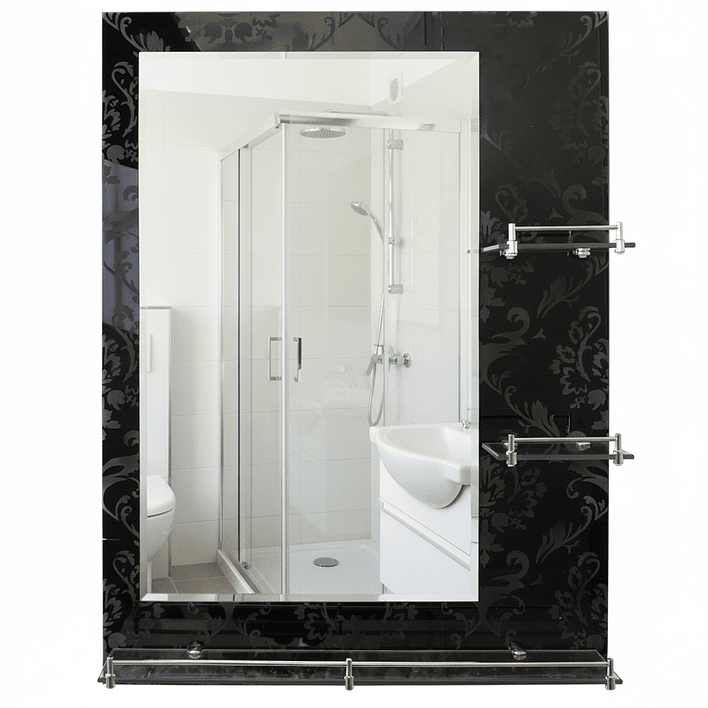Espejo con Repisas Rectangular Black 80x60 cm 5
