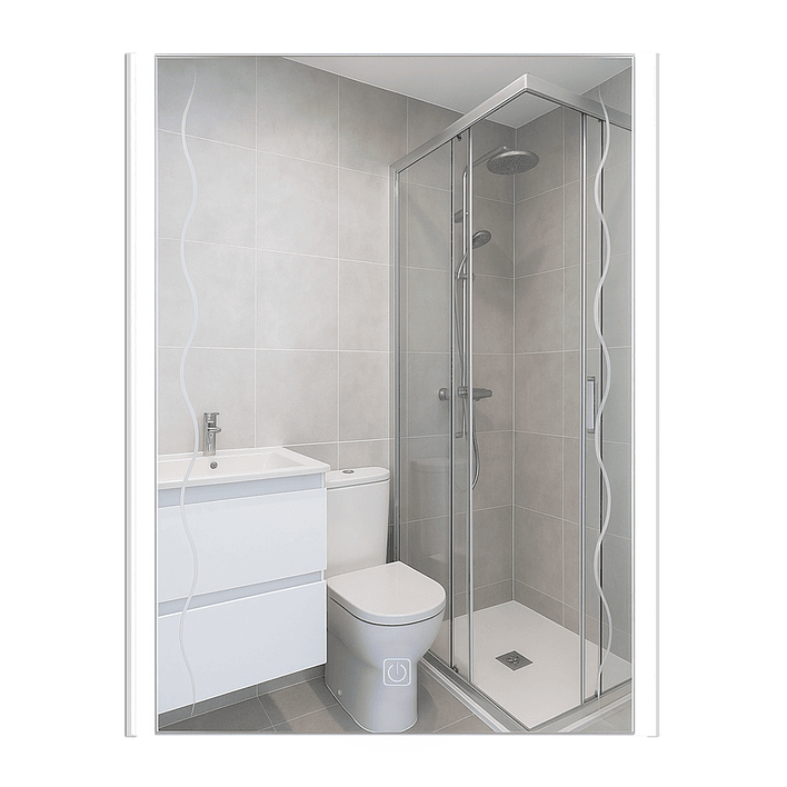 Espejo LED Líneas Curvas Joytek Rectangular 80x60 cm 3