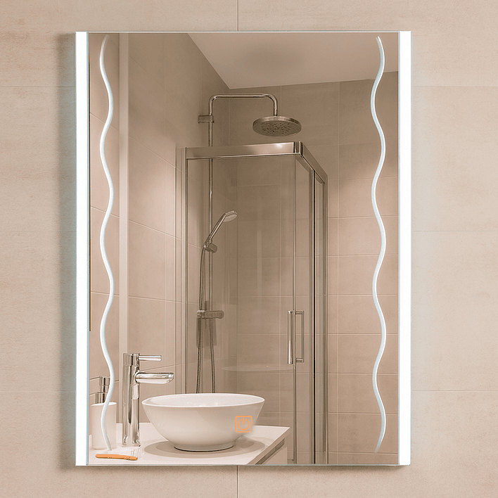 Espejo LED Líneas Curvas Joytek Rectangular 80x60 cm 2