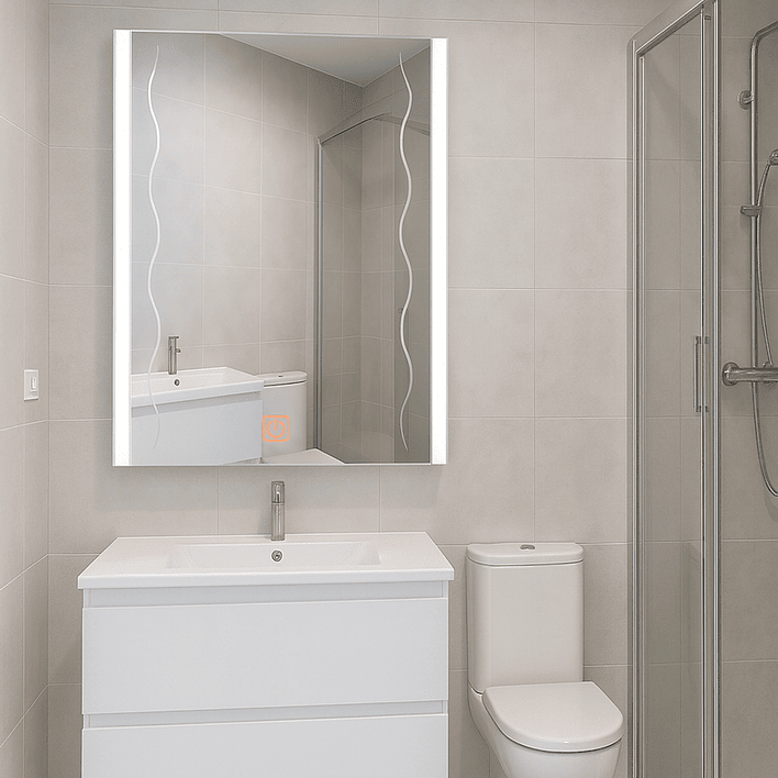 Espejo LED Líneas Curvas Joytek Rectangular 80x60 cm 1