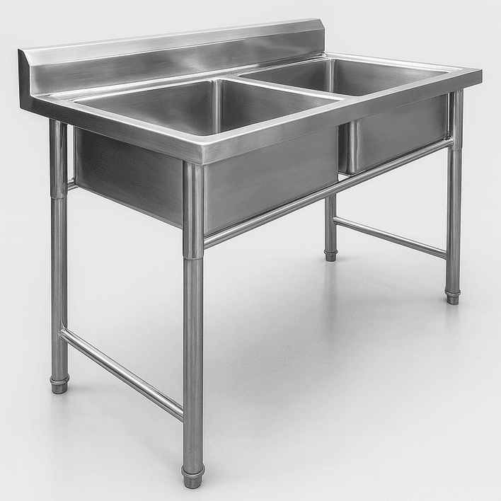 Lavafondo de Acero Inoxidable Doble Joytek 120x60x90 cm 3