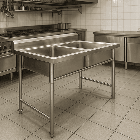 Lavafondo de Acero Inoxidable Doble Joytek 120x60x90 cm 4