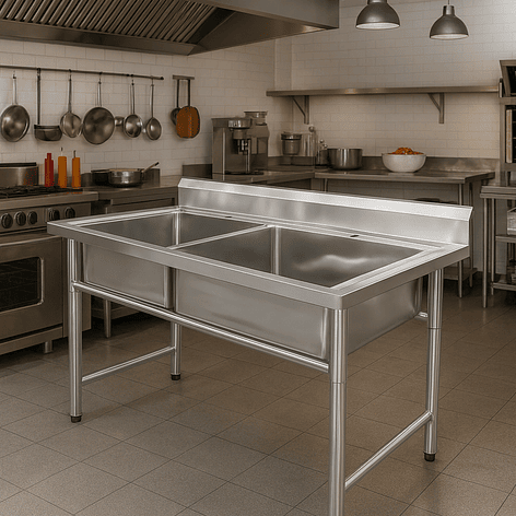 Lavafondo de Acero Inoxidable Doble Joytek 120x60x90 cm 5