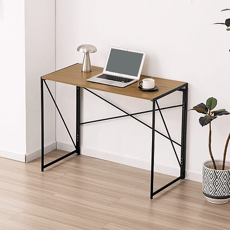 Mesa Escritorio Plegable de Metal y Madera Roble Oscuro 100x50x75 cm 3