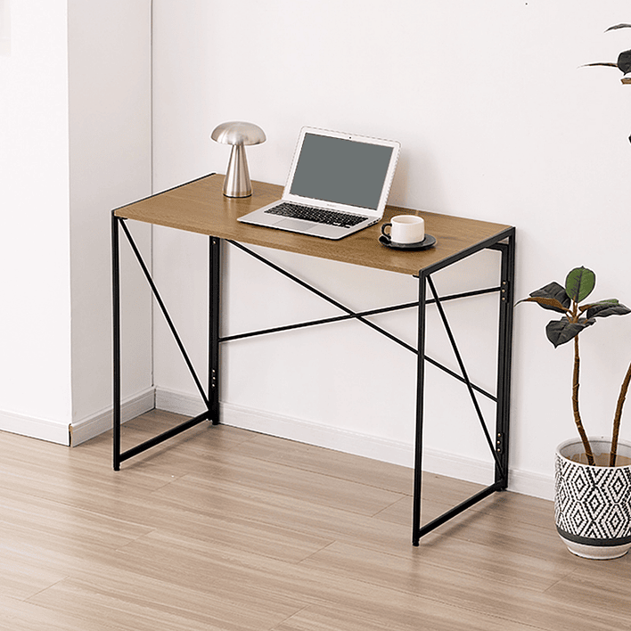 Mesa Escritorio Plegable de Metal y Madera Roble Oscuro 100x50x75 cm 3