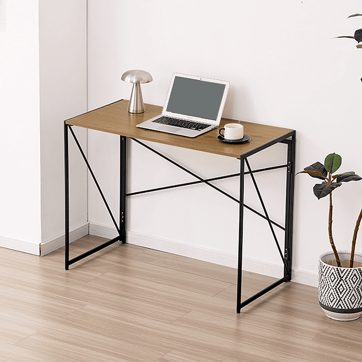 Mesa Escritorio Plegable de Metal y Madera Roble Oscuro 100x50x75 cm 3