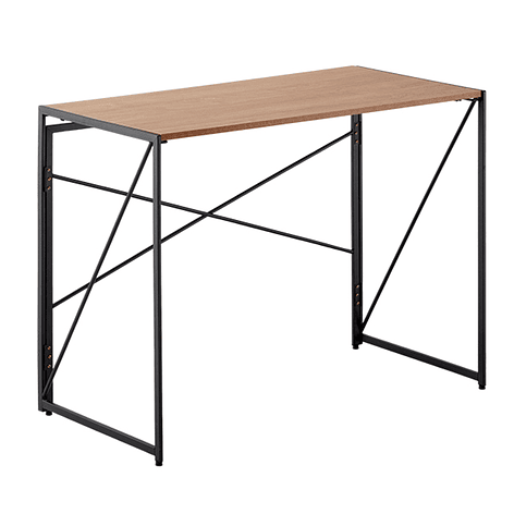 Mesa Escritorio Plegable de Metal y Madera Roble Oscuro 100x50x75 cm 1