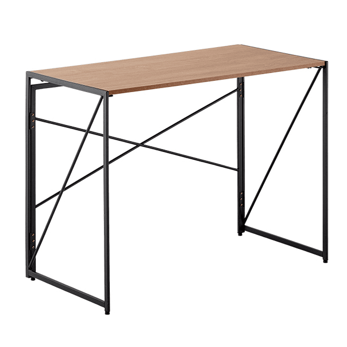 Mesa Escritorio Plegable de Metal y Madera Roble Oscuro 100x50x75 cm 1
