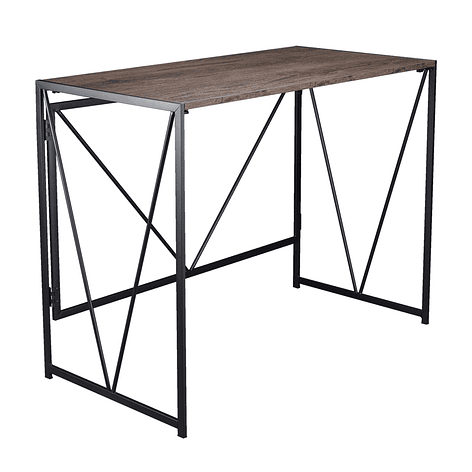 Mesa Escritorio Plegable de Metal y Madera Castaño 100x50x75 cm 1