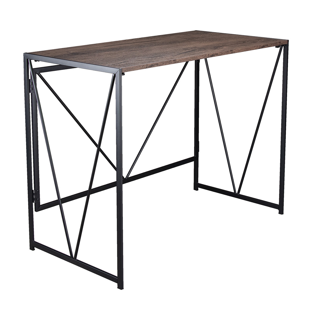 Mesa Escritorio Plegable de Metal y Madera Castaño 100x50x75 cm 1
