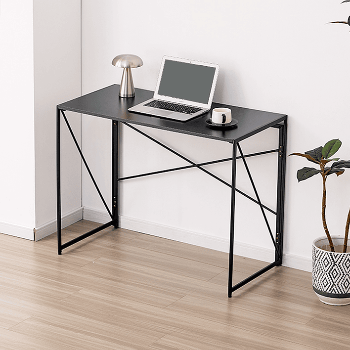 Mesa Escritorio Plegable de Metal y Madera Negro 100x50x75 cm 3