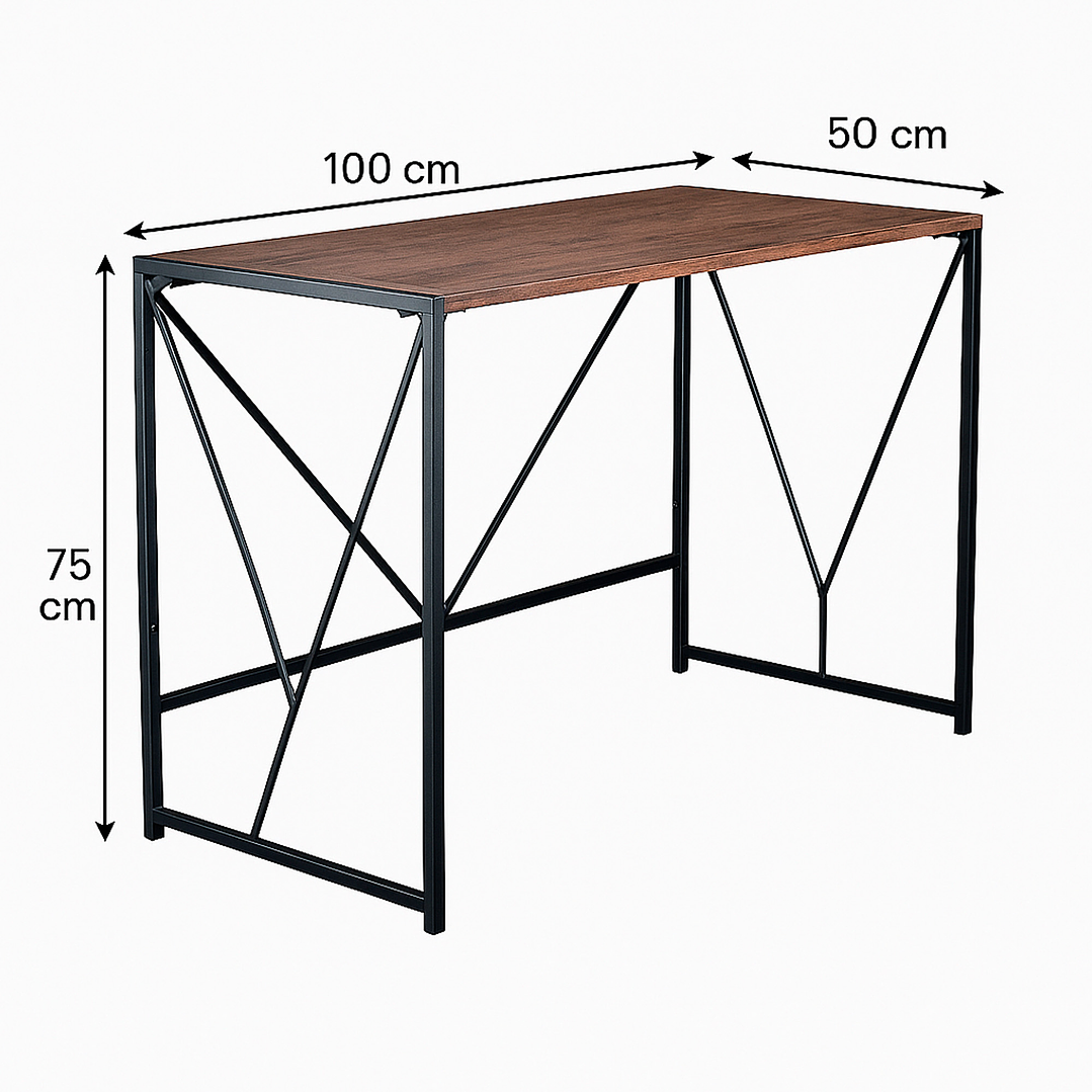 Mesa Escritorio Plegable de Metal y Madera Nogal 100x50x75 cm 6