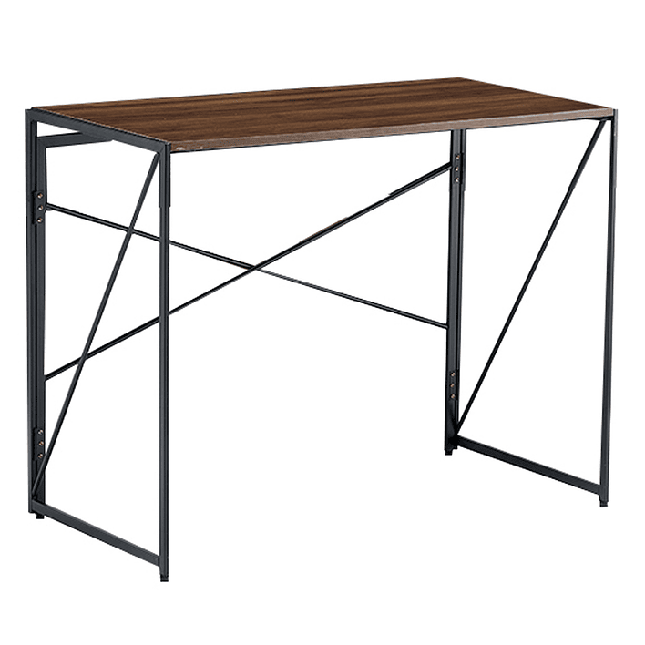 Mesa Escritorio Plegable de Metal y Madera Nogal 100x50x75 cm 1