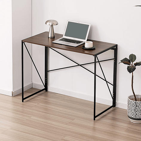 Mesa Escritorio Plegable de Metal y Madera Nogal 100x50x75 cm 3