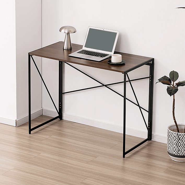 Mesa Escritorio Plegable de Metal y Madera Nogal 100x50x75 cm 3