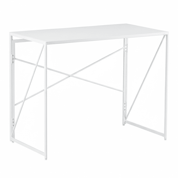Mesa Escritorio Plegable de Metal y Madera Blanco 100x50x75 cm 1