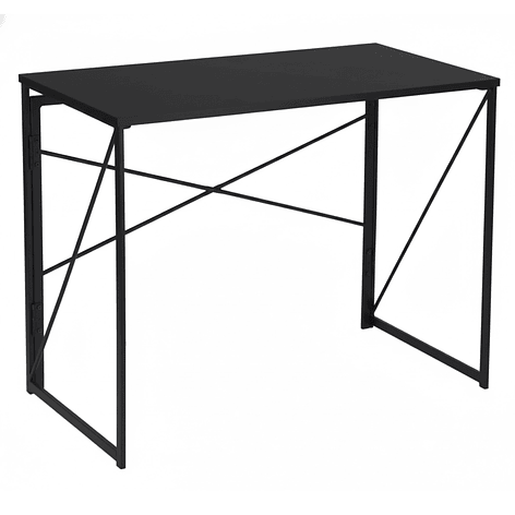Mesa Escritorio Plegable de Metal y Madera Negro 100x50x75 cm 1