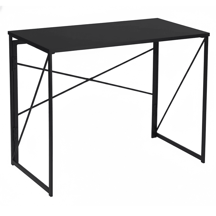 Mesa Escritorio Plegable de Metal y Madera Negro 100x50x75 cm 1