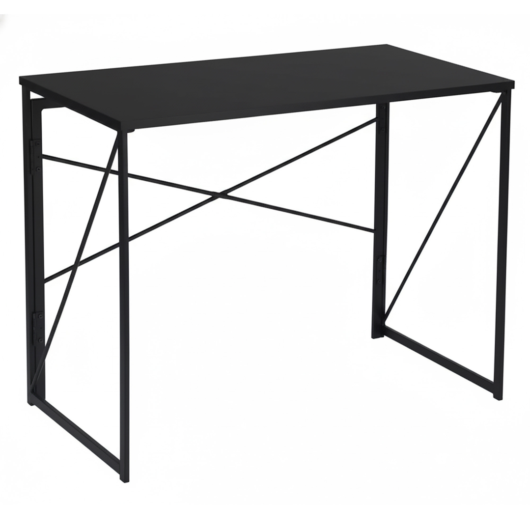 Mesa Escritorio Plegable de Metal y Madera Negro 100x50x75 cm 1