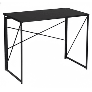Mesa Escritorio Plegable de Metal y Madera Negro 100x50x75 cm