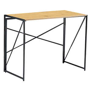 Mesa Escritorio Plegable de Metal y Madera Roble Claro 100x50x75 cm