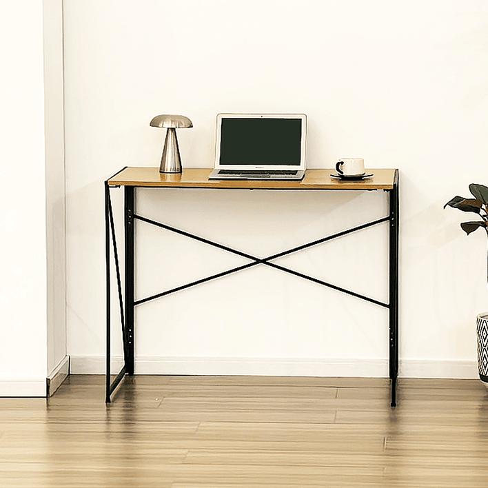 Mesa Escritorio Plegable de Metal y Madera Roble Claro 100x50x75 cm 5
