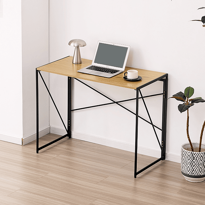 Mesa Escritorio Plegable de Metal y Madera Roble Claro 100x50x75 cm 3