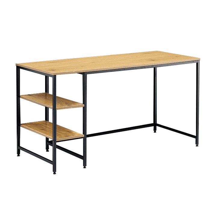 Escritorio de Metal y Madera con Repisas 140x60x75 cm Roble Claro 2