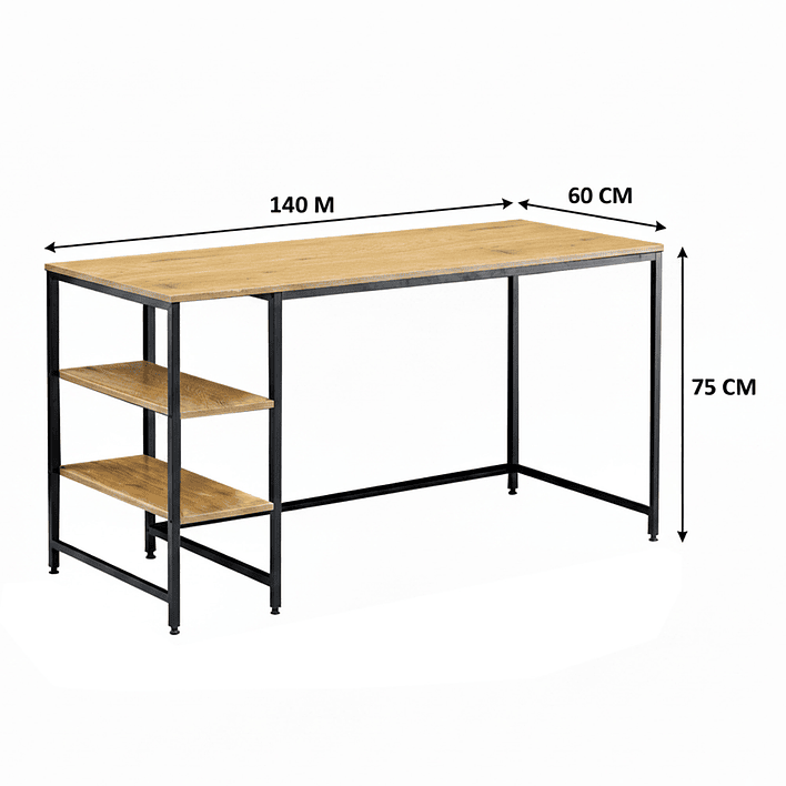 Escritorio de Metal y Madera con Repisas 140x60x75 cm Roble Claro 6