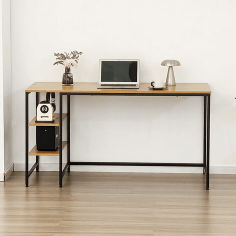 Escritorio de Metal y Madera con Repisas 140x60x75 cm Roble Claro 3