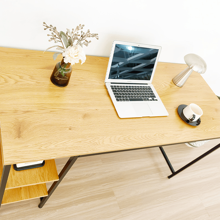Escritorio de Metal y Madera con Repisas 140x60x75 cm Roble Claro 4