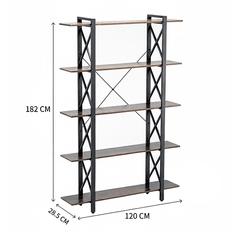 Estante de Metal y Madera 5 Niveles 120x28.5x182 cm Nogal Oscuro 6