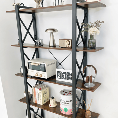 Estante de Metal y Madera 5 Niveles 120x28.5x182 cm Nogal Oscuro 7