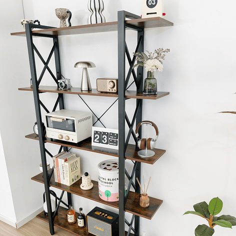 Estante de Metal y Madera 5 Niveles 120x28.5x182 cm Nogal Oscuro 3