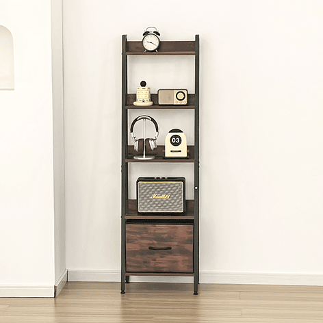 Estante Organizador Decorativo con Repisas y Cajón Inferior 141x42x29 cm 2