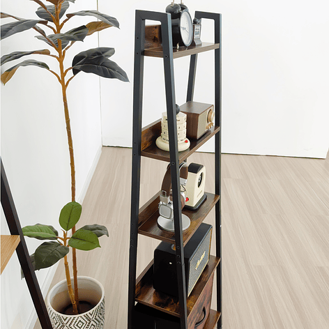 Estante Organizador Decorativo con Repisas y Cajón Inferior 141x42x29 cm 5