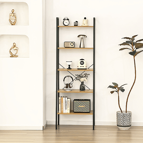 Estante Escalera de Metal con Repisas 60x35x171 cm Roble Claro 4