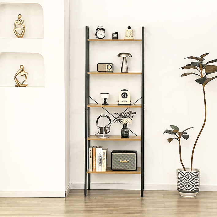 Estante Escalera de Metal con Repisas 60x35x171 cm Roble Claro 4