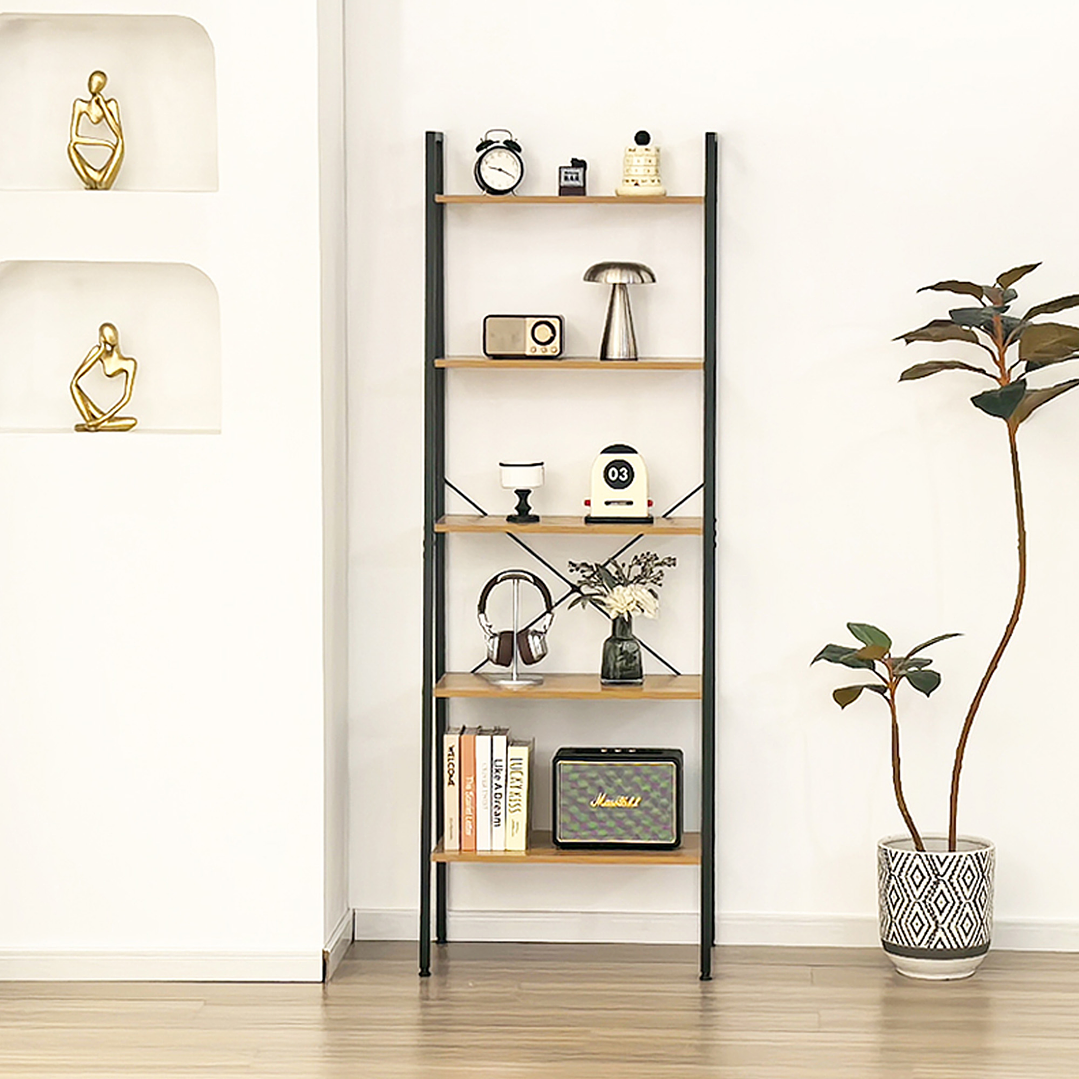 Estante Escalera de Metal con Repisas Roble Claro 60x35x171 cm 4