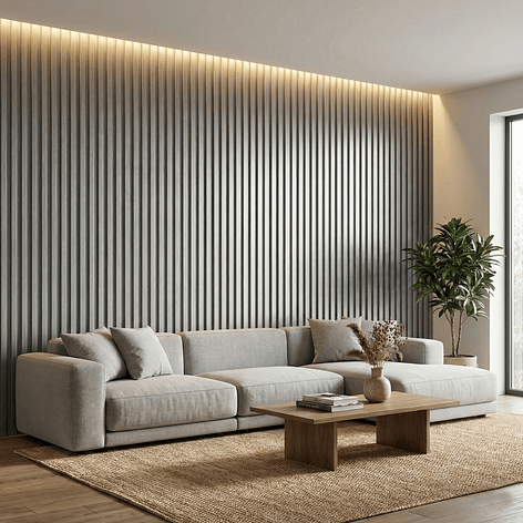 Caja Wall Panel PVC Gris Grafito 240x16 cm 3.84 m² (10 Paneles) 3