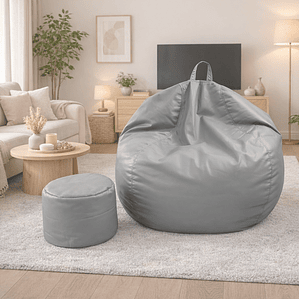 Puff Pera Eco Cuero talla XL Joytek / 120x80cm Gris