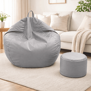 Puff Pera Eco Cuero talla XL Joytek / 120x80cm Gris