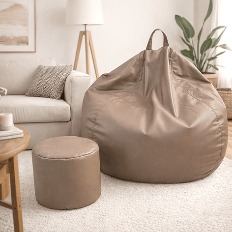 Puff Pera Eco Cuero talla XL Joytek / 120x80cm Café 1