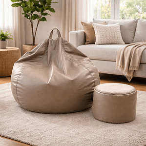 Puff Pera Eco Cuero talla XL Joytek / 120x80cm Café