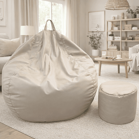 Puff Pera Eco Cuero talla XL Joytek / 120x80cm Caquis 2