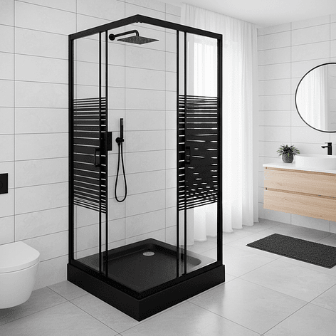 Shower Door Joytek Strava Recto Negro 80x80x185 cm (Sin Receptáculo) 3