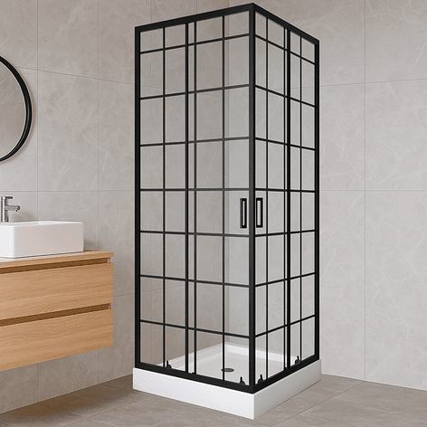 Shower Door Joytek Cuadros Negros Recto 70x70x185 cm (Sin Receptáculo) 3