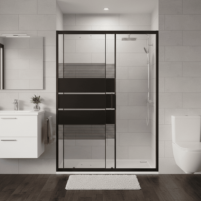 Mampara Ajustable de Ducha Style 120-140 cm Líneas negras (2 Vidrios) 2