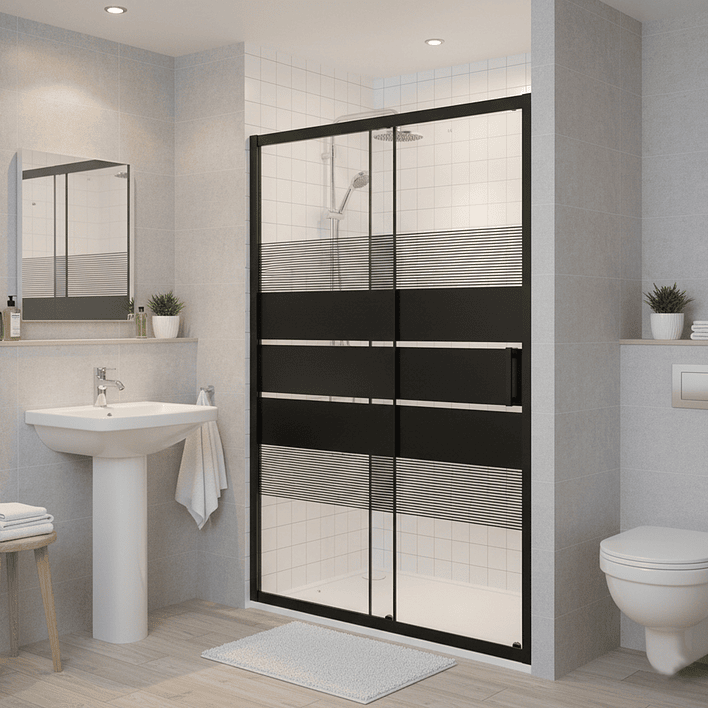Mampara Ajustable de Ducha Style 120-140 cm Líneas negras (2 Vidrios) 3