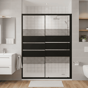 Mampara Ajustable de Ducha Style 140-160 cm Líneas negras (2 Vidrios)